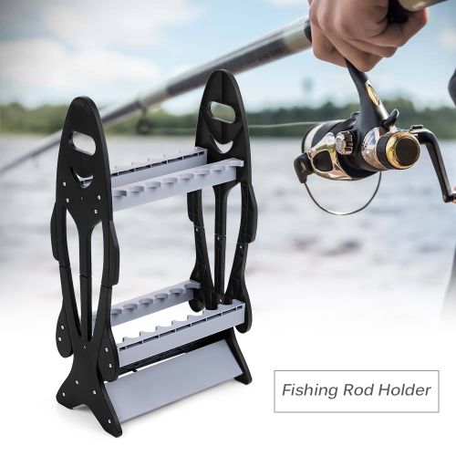 Generic Fish Shape 16 Fishing Rod Holder Storage Rack Compact