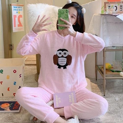 Generic Warm Shirt Pants 2pcs set Cartoon Pijamas Set Flannel Lingerie Set Womens Pyjama Velvet Nightwear Femme Cute Animal Home Suit Jumia Nigeria