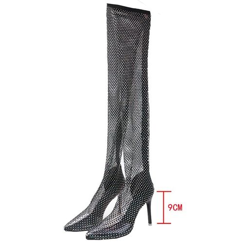Fashion Full Rhinestone Mesh Summer Boots Women Thigh High Over The Knee  Sandals Zapatos Transparentes De Mujer | Jumia Nigeria