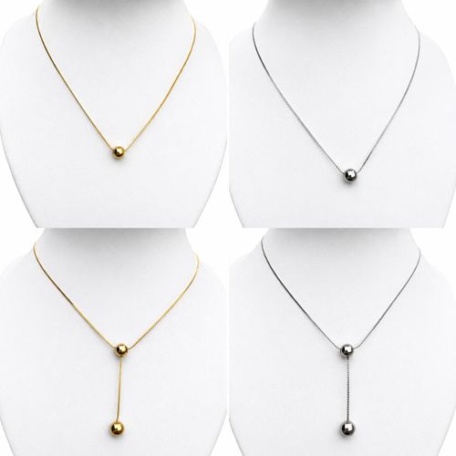 Steel Dainty ball sugar necklace
