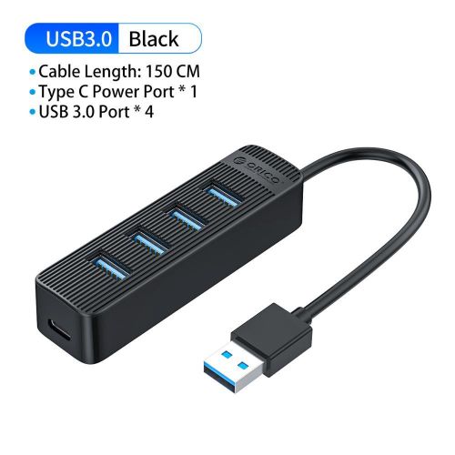 Generic ORIC HUB USB 3 0 of 4 Ports with Power Supply Port Type C for PC  Laptop Computer ABS ABS ABS SPLITTER USB3.0 OTG adapter