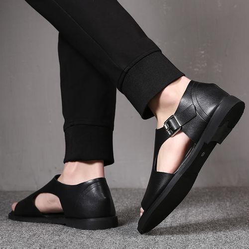 product_image_name-Fashion-Top Gladiator Leather Sandals - Black-4