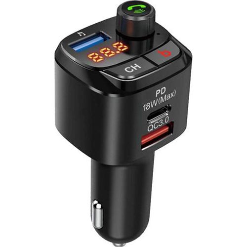 product_image_name-Generic-Bluetooth 5.0 FM Transmitter for Car, QC3.0 & USB-C PD 20W Wireless Bluetooth Radio Adapter Music Player Car Kit with Bass Booster, Hands-Free Calls-1