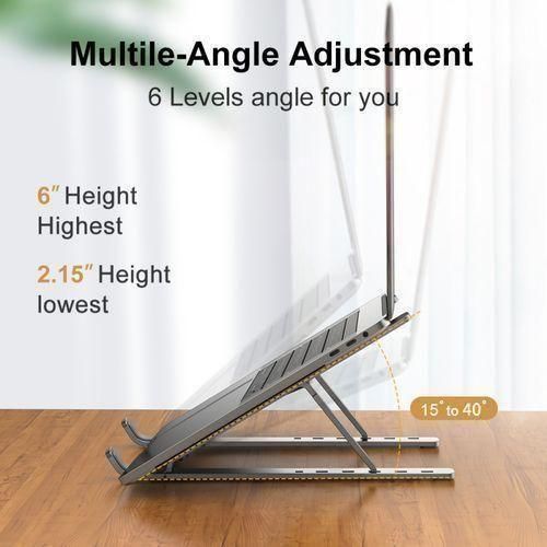 Generic Adjustable Foldable Aluminum Laptop Stand Portable Cooling Riser Holder for Notebook Computer Non-Slip Bracket - image 4