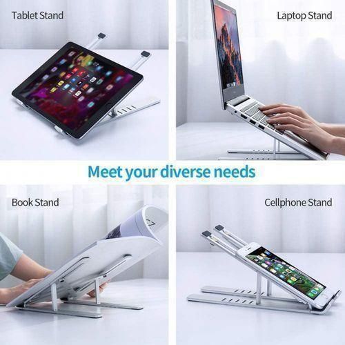 Generic Adjustable Foldable Aluminum Laptop Stand Portable Cooling Riser Holder for Notebook Computer Non-Slip Bracket - image 6