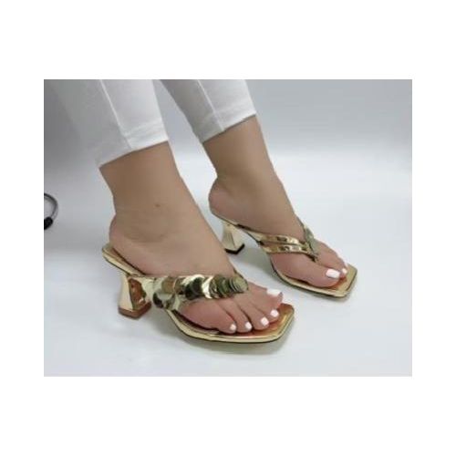 product_image_name-Fashion-Lovely Ladies Low Heel Slippers-Gold-2