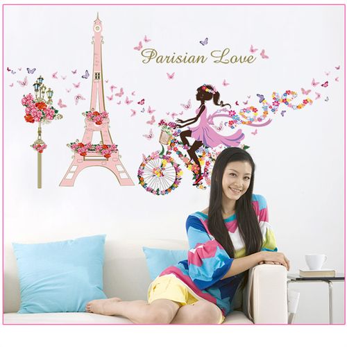 product_image_name-Generic-Paris Girl Children Room  Home Decal Flower Wall Sticker-2