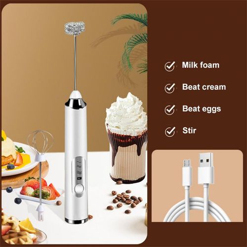 2in1 Electric Milk Coffee Stirrer Double Head Baking USB Rechargeable Eggs  Mixer