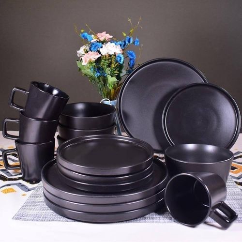 Generic 16PCS HIGH QUALITY SUPER SOLID LUXURY CERAMIC STONEWARE DINNERWARE SET (BLACK) - image 6