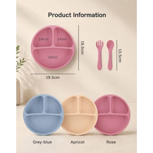 Generic Children silicon dividing plate and spoon