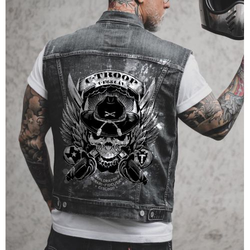 Generic Mens Printed Biker Motorcycle Denim Vest Sleeveless Coat Waistcoat Punk Jacket Jumia Nigeria