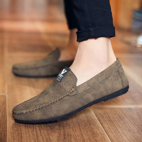 Fashion New Men's Casual Shoes Leather Flat Loafer Shoes-Yellow | Jumia ...