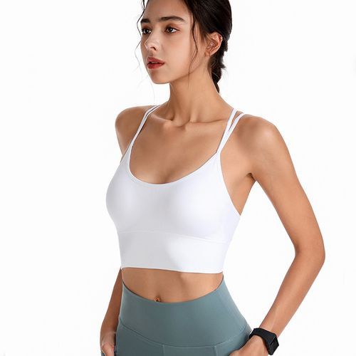 Generic Womens Sports Bra,Gym Running Workout Yoga Bras Padded Cross Straps  Back（White）