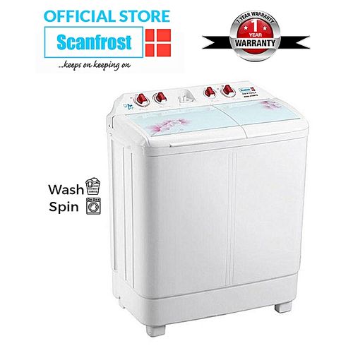 Scanfrost 6.8kgTwin Tub Semi-Automatic Washing Machine - White