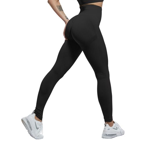 Sexy Leggings Women High Waist Fitness Bubble Butt Legging Push Up GYM  Sport Leggins Women Workout Jeggings Color: Solid Black, Size: L