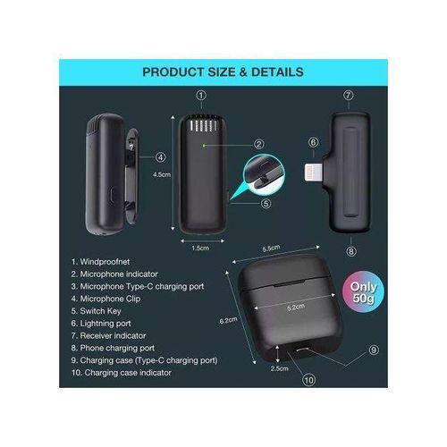 product_image_name-Generic-Wireless Lavalier Microphone, With Charging Case For IPhone And Android-6