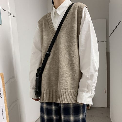 Live great men s sweater vest sleeveless knit sweater korean v