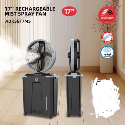 Andrakk 17" RECHARGEABLE MIST SPRAY FAN