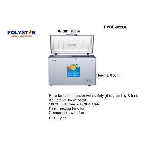 product_image_name-Polystar-322GL Chest Freezer with Safety Glass Top And Key Lock - Silver-1