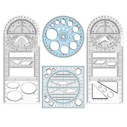 915 Generation 4 Pcs Multifunctional Geometric Ruler Drawing