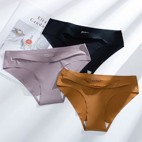 Women's Ice Silk Panties Ladies Solid Seamless Underwear Female