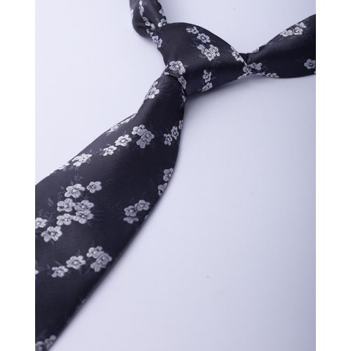 product_image_name-PABANI-Black Floral Pattern Silk Tie-1