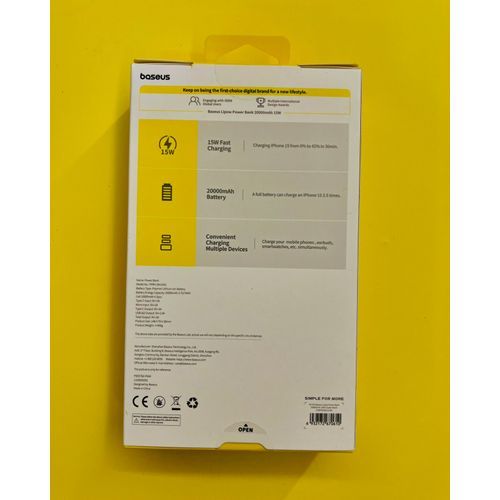 product_image_name-Generic-Baseus 15W 20000mAh BIPOW FAST CHARGING POWER BANK TYPE-C INPUT & OUTPUT-2