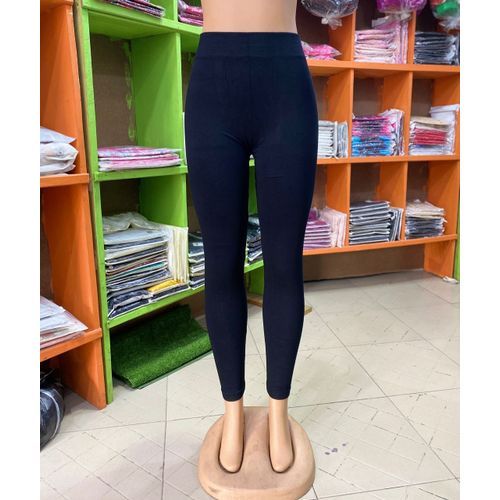 Fashion Plain Stretchy Thick Leggings Black