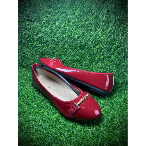 product_image_name-Oliveria lan-Ladies Simple Formal Quality Flat Casual Shoe-Red-1