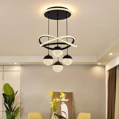 product_image_name-SupDevice-Local Stock-Remote Control 4-Globe LED Pendant Light, 60W Triple Color Dimmable Chandelier for Dining Room Kitchen Island, Modern Nordic Ceiling Lamp Golden-4