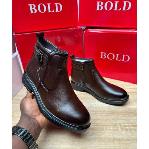Bold Men’s Classic Leather Ankle Boots – Brown (ED290B)