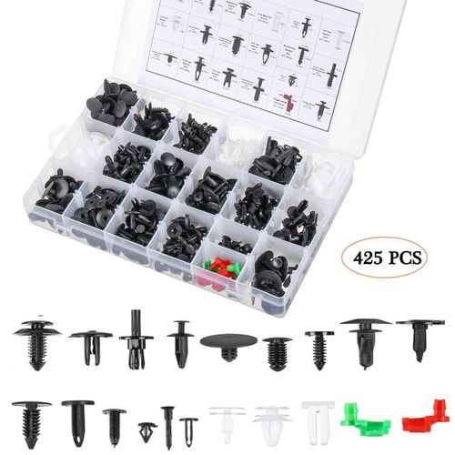 Generic 425Pcs Car Auto Body Retainer Assortment Clips Tailgate Handle Rod  Clip Retainer For Honda GM Black