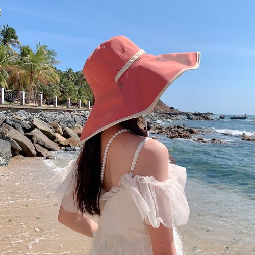 Fashion (56-58cm) Sun Hat Women Summer Spring Cotton Fly Printing Solid  Color Fisherman Cap Outdoor Sun Protection Simple Bucket Hat