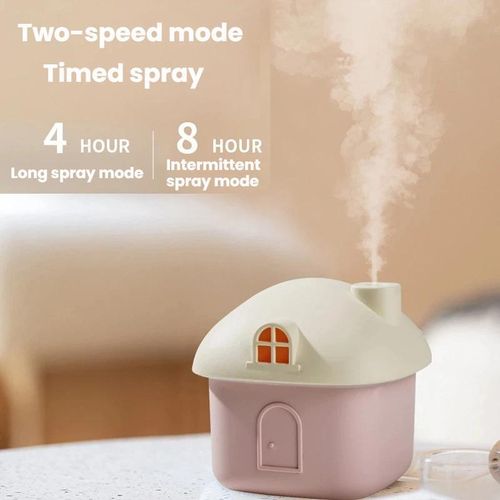 Generic Little House Shape Mini Desktop Humidifier - Pink - image 3