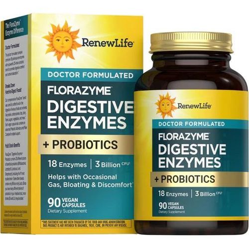 product_image_name-RenewLife-FloraZyme Digestive Enzymes + Probiotics, 90 Vegan Capsules-1