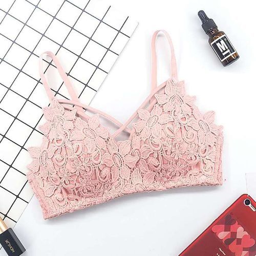 Fashion 1 Pcs Lady Lace Floral Embroidered Push-Up Wireless