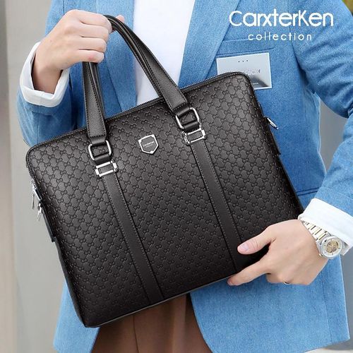 product_image_name-Generic-Exquisite High Quality Mens Leather Briefcase Handbag With Classic Design MacBook Case Laptop Bag Office Bag Business Bag + Premium Basket Leather Men's Clutch Purse + Ergonomic Aluminum Laptop Stand + Aluminum Phone Stand 4-in-1 Souvenir Gift Package -3