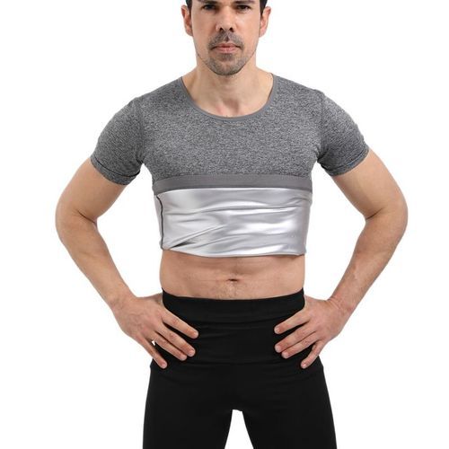 Cheap Men Sauna Sweat Vest Heat Trapping Compression T-Shirts Gym