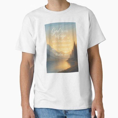 product_image_name-Fashion-God Is My Refuge Psalm 46:1 Christian T-Shirt – Inspirational Bible Verse Unisex Tee (White)-1