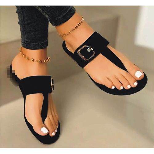 Fashion Sexy Ladies Suede Casual Flat Slippers-black