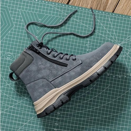 product_image_name-Generic-Men Water Resistant Brown Hiking Safety Work Boots Leather Male Footwear Indestruct*ble Puncture-Proof Pressure-Resistant Construction High Top Ankle Steel Toe Sneakers Safety Boots-3