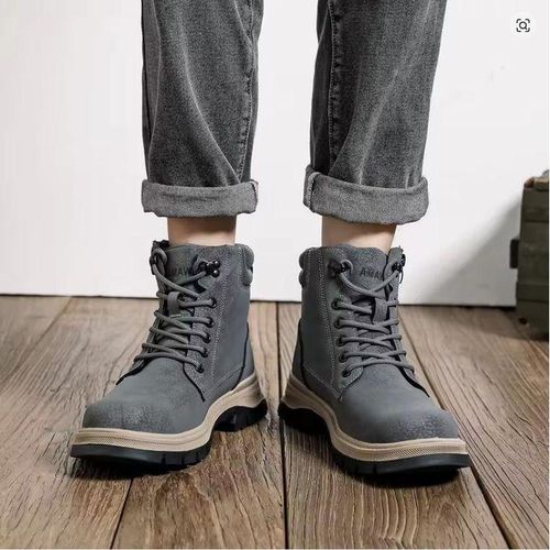product_image_name-Generic-Men Water Resistant Brown Hiking Safety Work Boots Leather Male Footwear Indestruct*ble Puncture-Proof Pressure-Resistant Construction High Top Ankle Steel Toe Sneakers Safety Boots-4