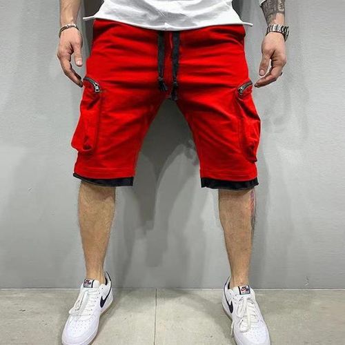 Fashion Men's Fashion Multi-pocket 5 Points Casual Shorts-red | Jumia ...