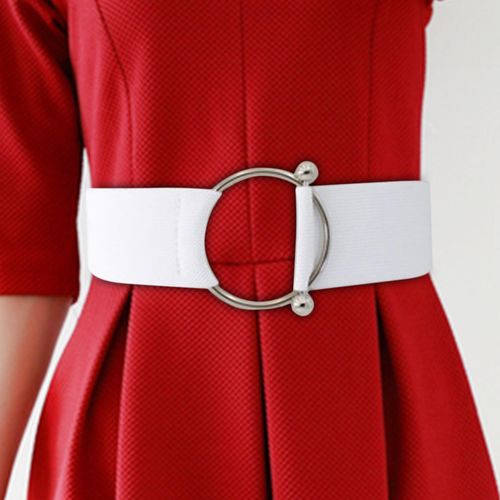 Generic Wide Waist Belt Waistband Elasticated Sweater Cinch White