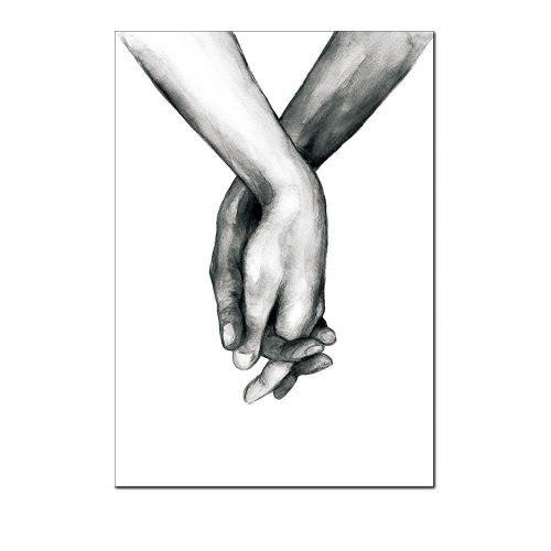 product_image_name-Generic-Holding Hands Nordic Minimalist Canvas Painting, Abstract Sketch Hand and Letter Art Hanging Painting, Living Room Study Decorative Painting, Canvas Core-4