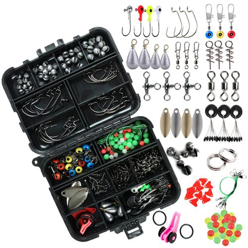 Generic 188pcs Fishing Accessories Kit with Tackle Box Jig Hooks Swivels  Snaps Sinker Sliders Beads