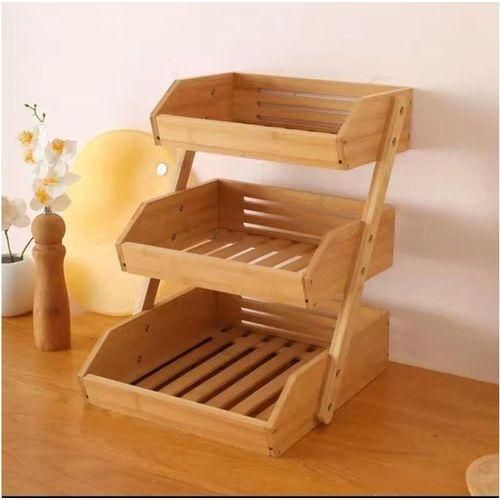 Generic 3-Tier Bamboo Fruit Basket - Kitchen Countertop Storage Rack for Fruits and Vegetables - image 2