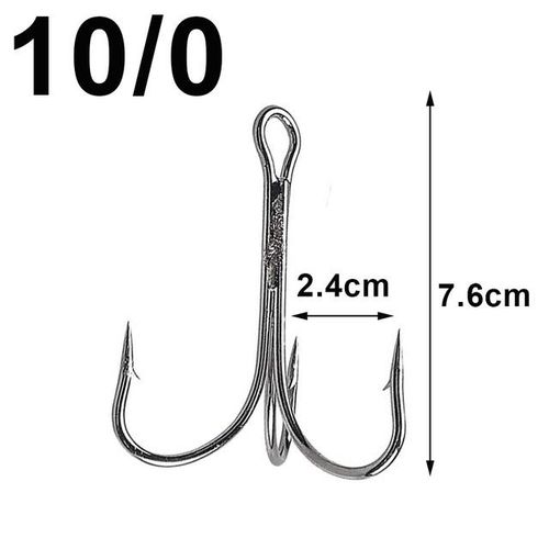 Generic 50pcs Big Treble Fishing Hooks High Carbon Steel Shark Tuna Jig  Triple Anchor Fishhooks Saltwater Barbed Hook Strong 4/0-10/0