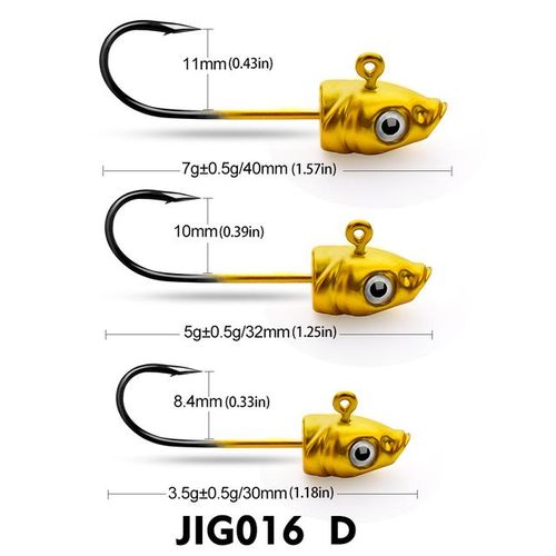 Generic Proberos 5pcs/lot Inshore Jig Head Hooks 3.5g-5g-7g Weighted  Fishing Hooks Metal Jigs Fishhooks For Soft Baits Fishing Tackle