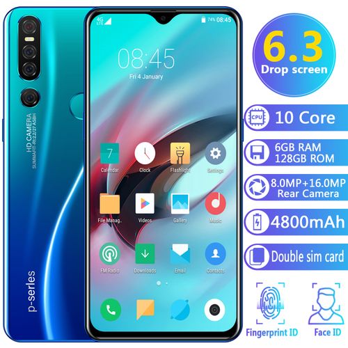 Jodom 6.3 Inch Drop Screen  6GB+128GB Android 9.1 10 Core Smartphone Face Recognition 4800mAh Mobile Phone